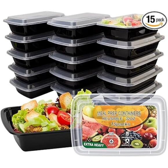 15 Pack- Meal Prep Containers 32oz, Plastic Food Prep Containers Reusable - Picture 8 of 8